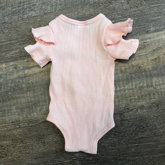 Ribbed Ruffle Sleeve Bodysuit Mommy's Little Girl Infant 0-3M - Picture 5 of 5